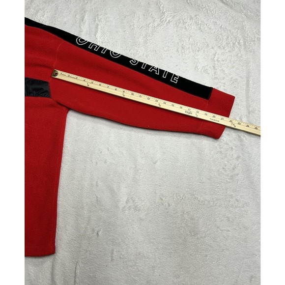 Vtg Pro Edge Ohio State Buckeyes Red Fleeve 1/4 Zip Sweater Jacket Size Large - Picture 6 of 7